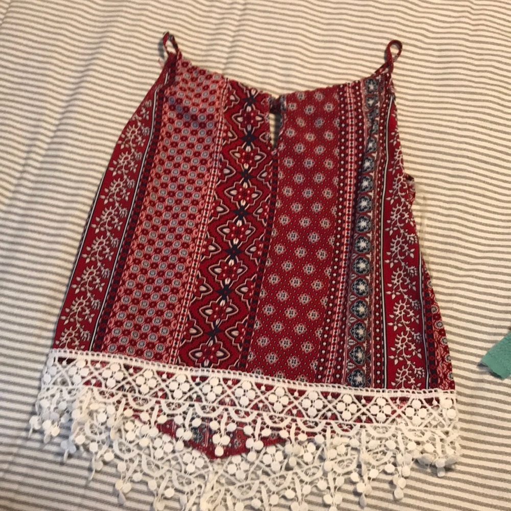 Red patterned tank top